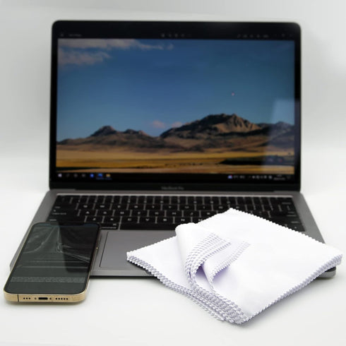 Eyeglasses Cleaning Cloth Glasses Cloths Bulk (5.5"x5.5", White, 100 pcs, No logo) for Eyeglasses, Lenses, Phones, Screens, Camera, Silverware, De...