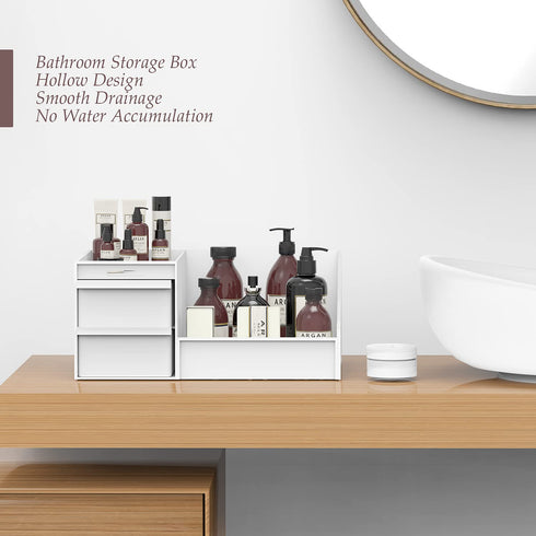 Makeup Desk Cosmetic Storage Box Organizer with Drawers for Dressing Table, Countertop, Bathroom Counter, Elegant Vanity Holder for Brushes, Eyesh...