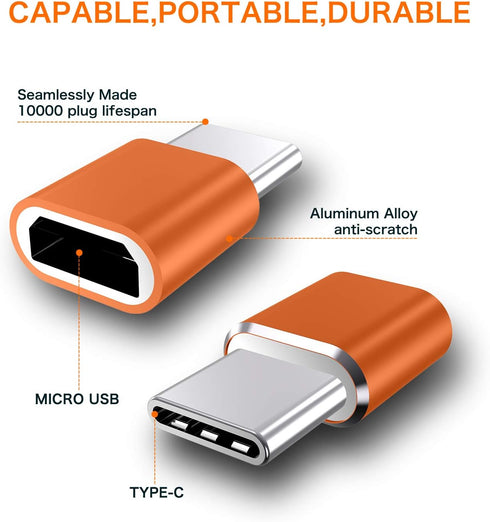 JXMOX USB Type C Adapter (4-Pack), Micro USB Female to USB C Male Convert Connector Fast Charging Compatible with Samsung Galaxy S10 S9 S8 Plus,No...