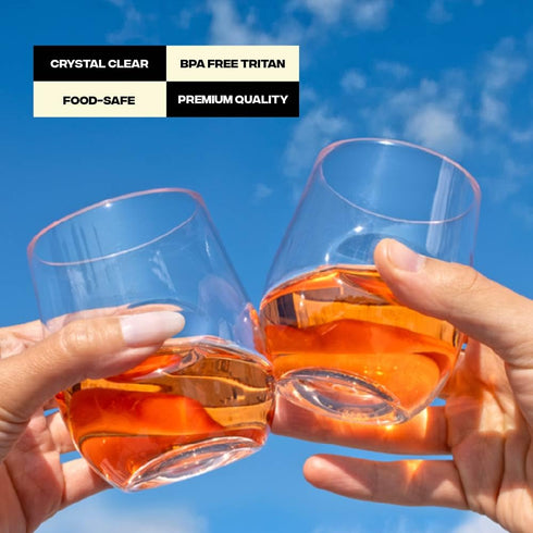 govino The Original Shatterproof Wine Glass – Set of 4, 16 oz, Made in USA, Reusable, Dishwasher Safe, BPA-free, Clear Stemless Red Wine Glasses f...