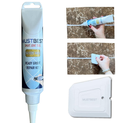 Grout Repair Kit (Gold 5.6 Oz-160 Gr), Four Way Use, Repair, Renew, Repaint, Fill The Gaps, Fast Drying, Odorless, Waterproof and Pre-Mixed Grout ...