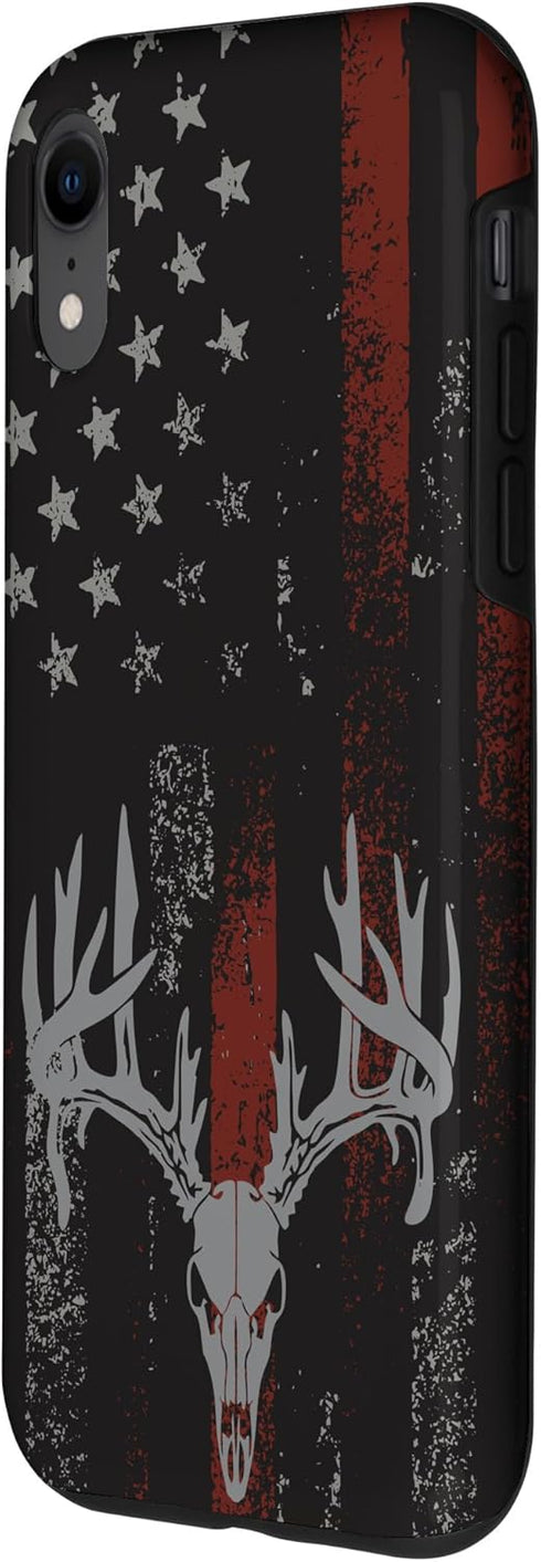 iPhone XR American Flag Whitetail Deer Buck Hunting USA FLAG Hunter Case...
