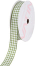 VATIN Moss Green and White Gingham Ribbon, Each Roll Measuring 5/8 Inch Wide by 10 Yards Long, Featuring Polyester Woven Edges, Perfect for Gift W...
