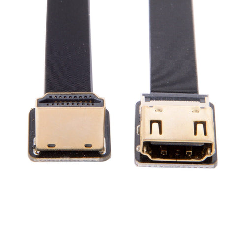 JSER CYFPV Down Angled 90 Degree HDMI Male to Female FPC Flat Cable for HDTV Multicopter Aerial Photography (0.2m)...