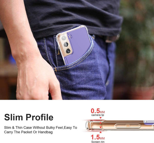 KIOMY Clear Case for Samsung Galaxy S21 5G Airbag Corners Shockproof Bumper Protective Phone Cover, Hybrid Design Hard PC Back with Flexible TPU F...