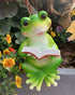 Reading A Book Frog Statue Frog Figurine Indoor Outdoor Garden Decor Animal Frog Statue Sculpture Decoration Collectible Frog Figurine (Reading A ...