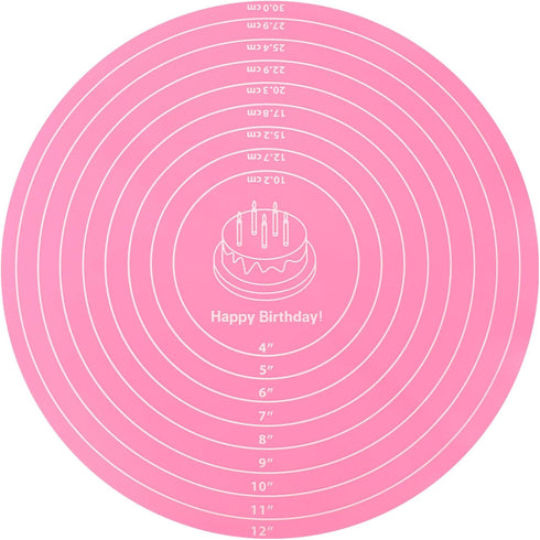 Silicone Baking Mat Cake Mat Round Silicone Baking Mat with Measurements for Cake Turntable Stand Pastry Baking Sheet, Non-Stick and Heat Resistan...
