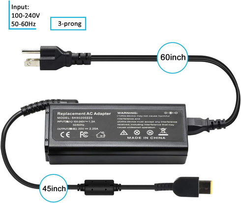 45W 20V 2.25A Adapter Laptop Charger Compatible for Lenovo ADLX45NLC3A ADLX45NCC3A ADLX45NDC3A ADLX45NCC2A ADLX45NLC2A 45N0289 45N0290 45N0294 0B4...