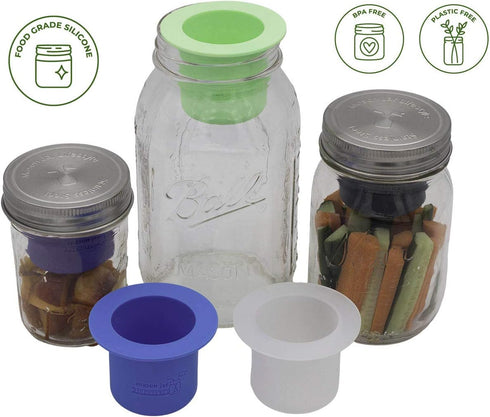 Divider Cup by Mason Jar Lifestyle - For Salads, Dips, and Snacks. Plastic Free Bento Lunch Container(Bright Blue, Wide Mouth)...