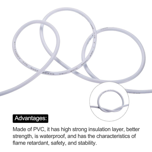 MECCANIXITY 22AWG Electrical Wire 2 Conductors 16.4Ft Power Cable Flexible Extension Signal Cable White for LED Strips Lamps Lighting Power Supply...