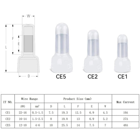 200 Pcs Closed End Crimp Connectors 12-10 AWG Gauge Wire End Caps Protective Nylon Wire Crimps Connectors (CE5)...