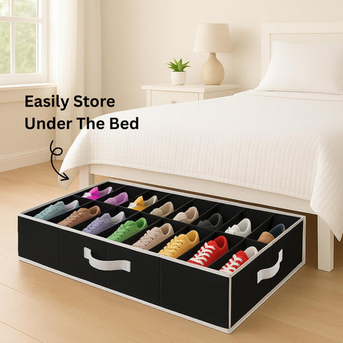 HOLDN' STORAGE Extra-Large Under Bed Shoe Storage Organizer - Underbed Storage Solution Fits Men's and Women's Shoes, High Heels, and Sneakers wit...