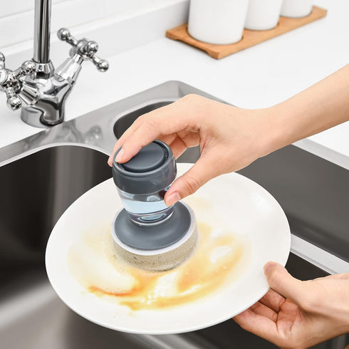 Non-Scratch Dishwand Sponge Refills, Dish Wand Refills Sponge Heads for Kitchen Cleaning Safe for Non-Stick Cookware 4Pack, Grey+Black...