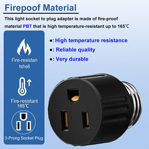 3 Packs 3 Prong Light Socket to Plug Adapter,E26/E27 Light Socket Outlet,Polarized Light Socket Adapter,2/3 Prong Outlet Socket Splitter Converter...