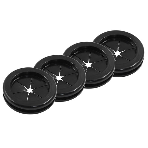 4pcs 1-3/16 (30mm) Inch Black Double Sided Desk Hole Grommets, Six-Petaled Rubber Cable Cord Organizer, Desk Hole Cover Wire Hole Insert for Home ...