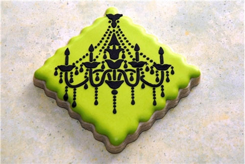 Designer Stencils Chandelier Stencil Set Cake and Cookie Stencils, Beige/Semi-Transparent, 2.5", 3.5", 5"...