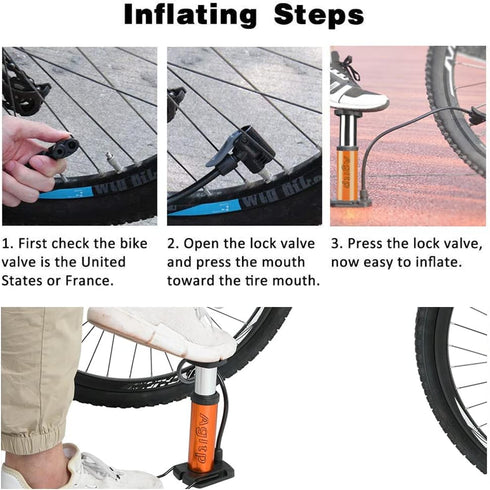 Bike Pump, Mini Bike Floor Pump Compact Mini Portable Bicycle Foot Pump Compatible with Presta and Schrader Valve Portable Bicycle Pump,Aluminum A...