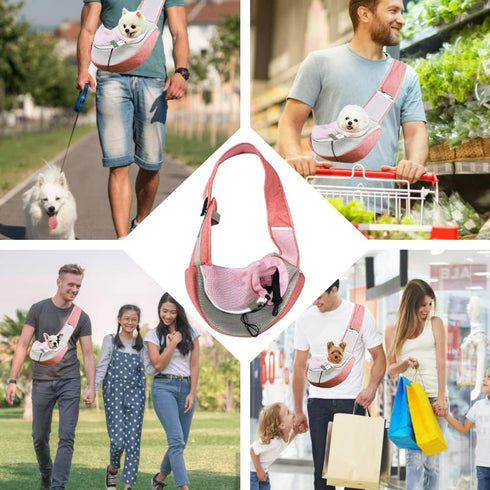 FEimaX Pet Dog Sling Carrier Puppy Pet Slings Bag for Small Dogs Cats Satchel Carriers Breathable Mesh Hand Free with Adjustable Strap Doggie Cros...
