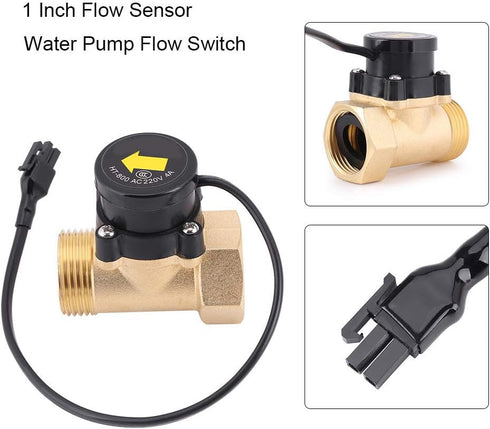 DEWIN Thread Water Flow Sensor Switch, Water Flow Switch Automatic Flow Switch HT-800 G1 Thread 220V Water Pump Flow Sensor Automatic Control Swit...