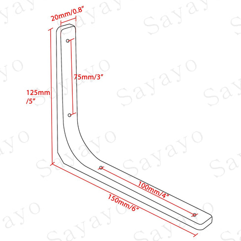 SAYAYO Wall Shelf Brackets Black, 6 x 5 Inch Iron Metal Shelf Brackets L Shaped Corner Support Brackets for DIY Floating Shelf, 4 PCS...