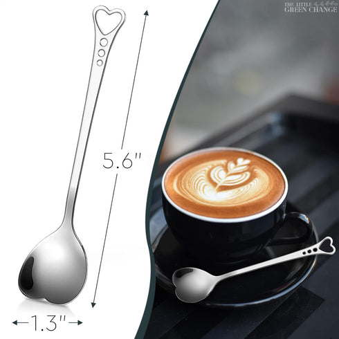 Tea Spoons Set of 6 Heart Shaped Spoon - Dessert Spoons Set Heart Shaped Spoons Stainless Steel Cute Spoons Mini Ice Cream Spoons - Cute Spoon Hea...
