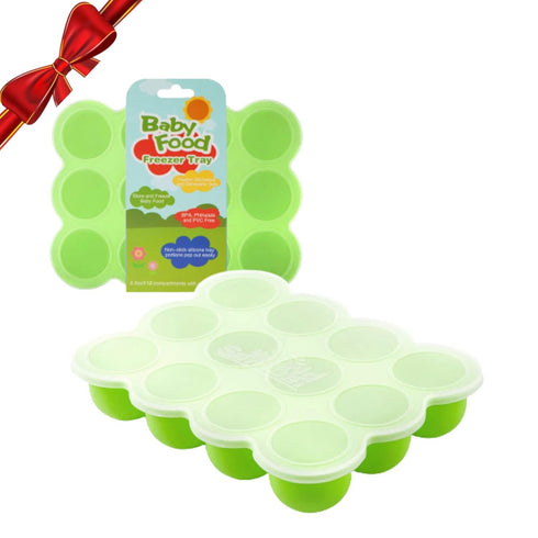 Samuelworld Baby Food Storage Container, 12 Portions x 2.5oz - BPA Free Silicone Freezer Tray with Clip-On Lid for Milk Storage, Homemade Baby Foo...