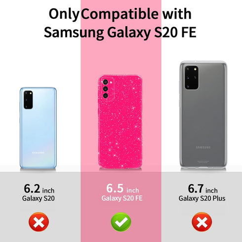 MINSCOSE Compatible with Samsung Galaxy S20 FE 5G Case,Cute Neon Bright Color,Glitter Bling Thin Slim Shockproof Silicone Sparkly Cover for Women ...