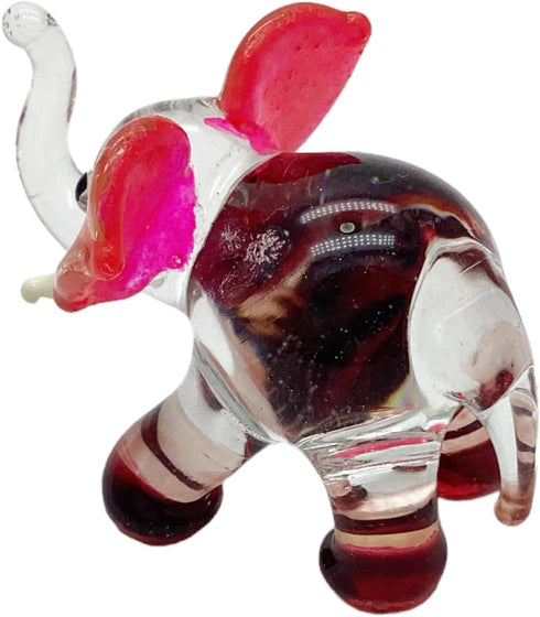 Garden Deco Glow in The Dark Brown Elephant Hand Blown Art Glass Figurine Ornament Sculpture...