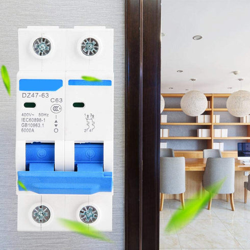 YWBL-WH Miniature Circuit Breaker DZ47-63 2P 400V AC Miniature Circuit Breaker Leakage Air Switch 63A...