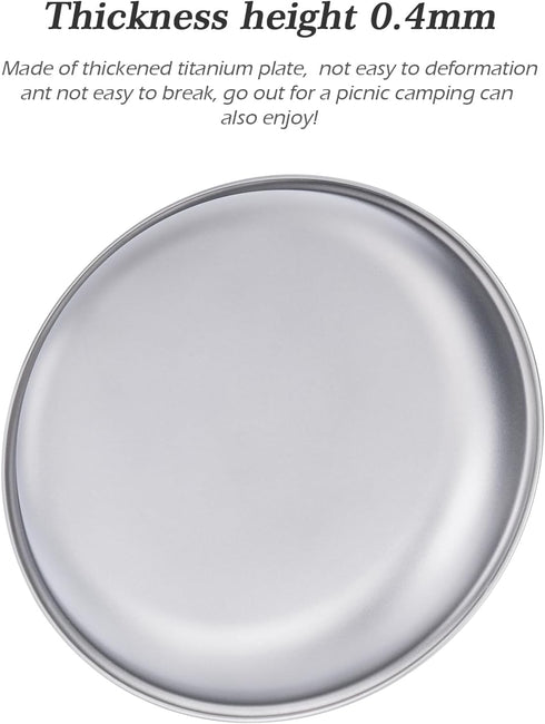 Boundless Voyage Titanium Camping Plate Dishes Saucer Lightweight Round Dinnerware Set Stackable Serving Plates Pasta Plates Travel Outdoor Home K...