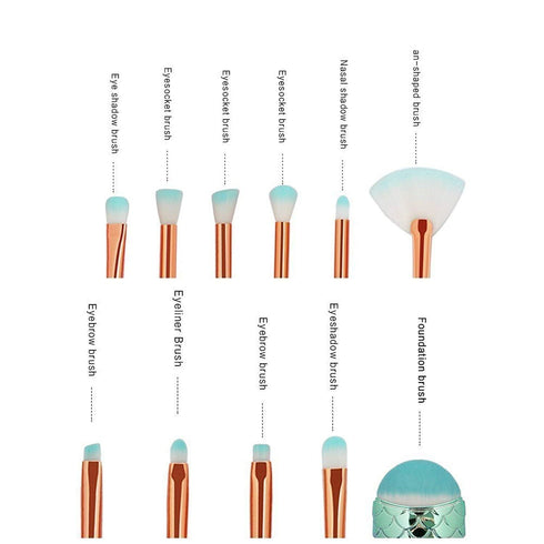Funfunman Makeup Brushes 11PCS Make Up Foundation Eyebrow Eyeliner Blush Cosmetic Concealer Brushes(Mermaid Colorful)...