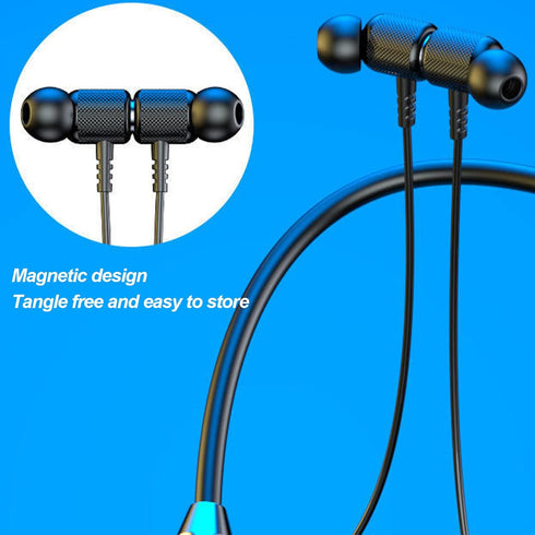 BT 5.2 Neckband Earbuds, Magnetic Headphones, IPX5 Waterproof Stereo Ergonomic Enhanced Bass Sports Earphone with Multi Functional Buttons for Exe...