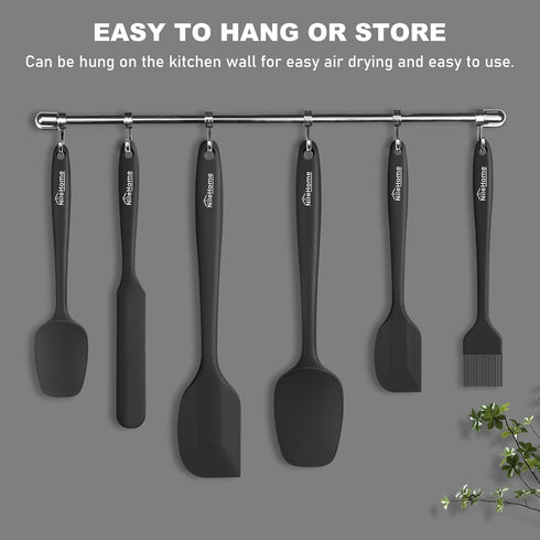 NileHome Silicone Spatula Set 6 Pieces Food Grade Kitchen Utensils with Silicone Brush Heat Resistant BPA-free Rubber Spatula for Scraping, Baking...