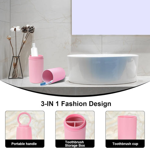 Toothbrush Holders Travel, Detachable 3 in 1 Travel Toothbrush Case, Plastic Bathroom Countertop Organizer Compartment, Vanity Organizer Tray, Cou...
