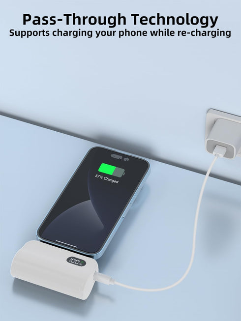 6000mAh Small Power Bank Portable Charger with Built-in Lighting&USB-C Connector for iPhone&Android Phone,Battery Pack Travel Phone Charger,Compat...