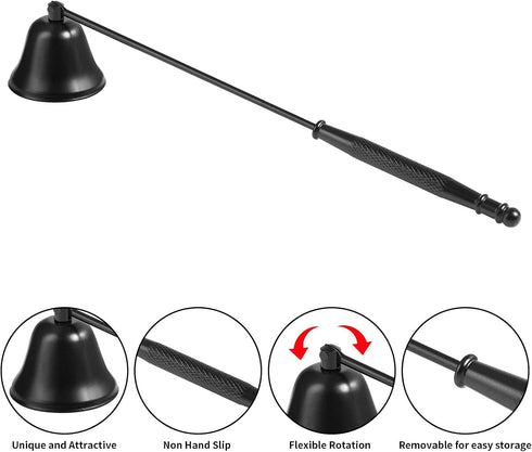 Kirecoo Candle Snuffer Extinguisher with Long Handle, Polished Stainless Steel Wick Flame Snuffer for Putting Out Wick Flame Safely, Black Candle ...