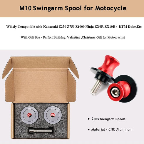 Universal M10 X1.25 Motorcycle Swing arm Sliders Spools fits for Ninja 250 400 650 Z750 Z750S Z750R KLE650 ZX10R ER-6N Versys 1000 CFMOTO 450NK 45...
