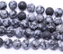 Natural Gemstone Loose Beads Smooth Round Approxi 15 inch DIY Bracelet Necklace for Jewelry Making (6mm, Matte Snowflake Obsidian)...