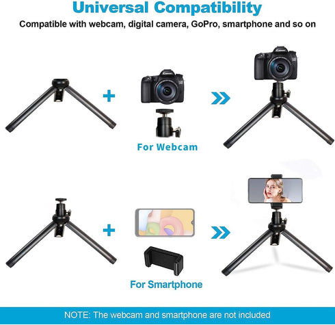 Lightweight Mini Tripod for Camera/Phone/Webcam, Extendable Stand, for Logitech Webcam C615 C920 C922 C922x C925e C930 C930e or Other Devices with...