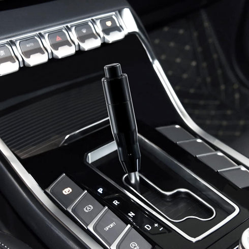 Car Automatic Shift Knob with Push Button Aluminum Alloy Polished Metal Driving Gear Lever Shifter Knobs Transmission Handle Stick Black...