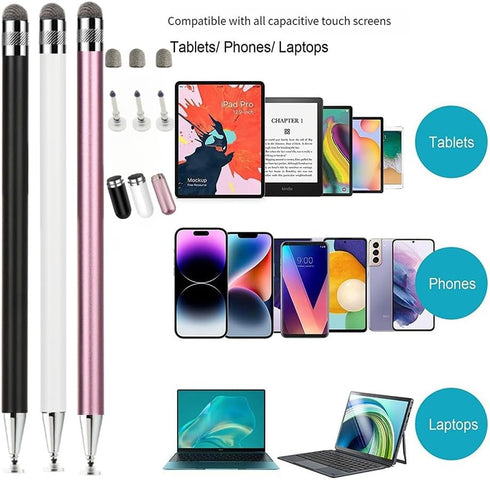 Stylus Pens for Touch Screens(3 Pack), 6 Replaceable TipsHigh Precision Capacitive Stylus Pen for iPad iPhone Android Tablets and All Universal To...