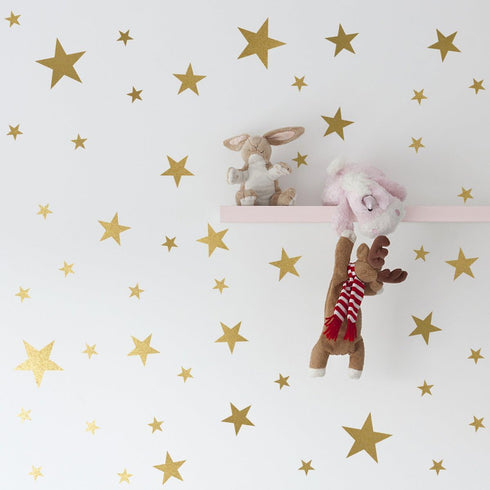 Star Wall Decals (189 Count) - Gold Star Decals for Nursery, Removable Peel and Stick, Vintage Gold...