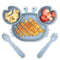 ROCCED Suction Plates for Baby, Silicone Plates with Suction Divided, Baby Spoon Fork Set for Toddler Baby Dishes Kids Utensils-Crab Dusty Blue...