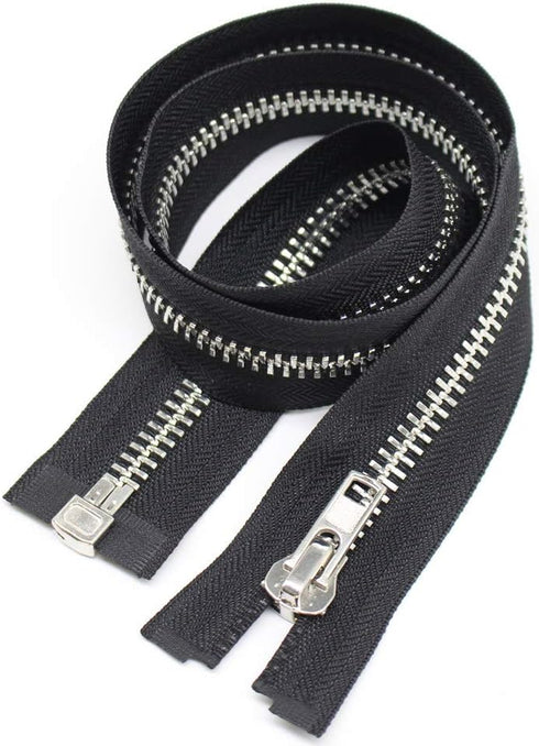 YaHoGa #10 30 Inch Silver Separating Jacket Zipper Metal Zipper Heavy Duty Metal Zippers for Jackets Sewing Coats Crafts (30" Silver)...