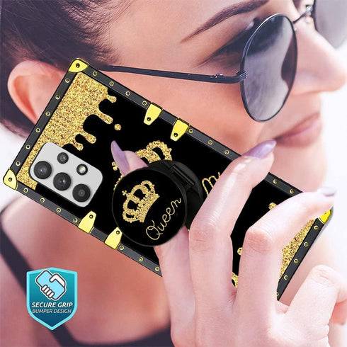 LSL Compatible with Samsung Galaxy A52 5G Phone Case, Queen Golden Crown Luxury TPU Plating Corner Shockproof Protection Cover for Women Girls, fo...