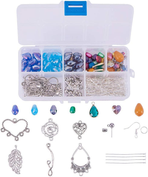SUNNYCLUE 1 Box DIY 10 Pairs Chandelier Earrings Jewelry Making Starter Kit Chandelier Components Connector Charm Pendants, Shell Heart Beads, Ear...
