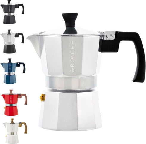 GROSCHE Milano Moka Pot | 3 Espresso Cup - 5 oz | Stovetop Espresso Percolator & Coffee Maker – Portable, Ideal for Home and Camping...