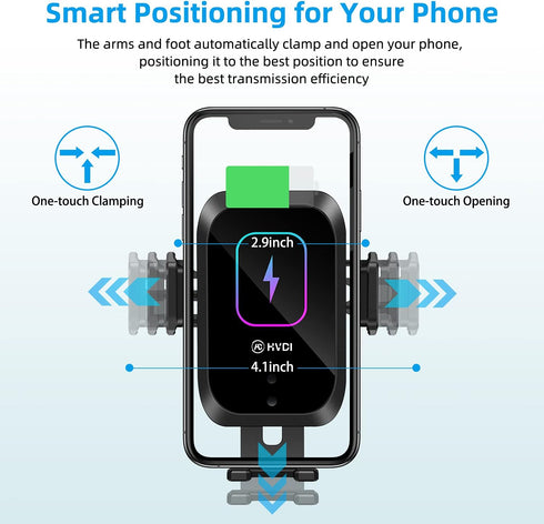 Wireless Car Charger CD Slot Phone Mount, Auto-Clamping 15W Qi Fast Charging Infrared Smart Sensor Air Vent Cell Phone Holder,Compatible with iPho...