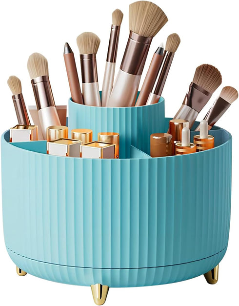 DASITON Large Capacity Makeup Brush Holder,360° Rotating Makeup Organizer,5 Slot Makeup Brushes Cup,for Vanity Decor,Bathroom Countertops,Desk Sto...