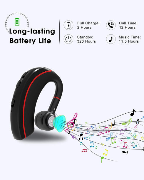 NANAMI Bluetooth Headset, Bluetooth Earpiece V5.0, 320Hrs Ultralight Headphones with Rotatable Mic, Hands-Free Earphones, Noise Cancelling, in-Ear...